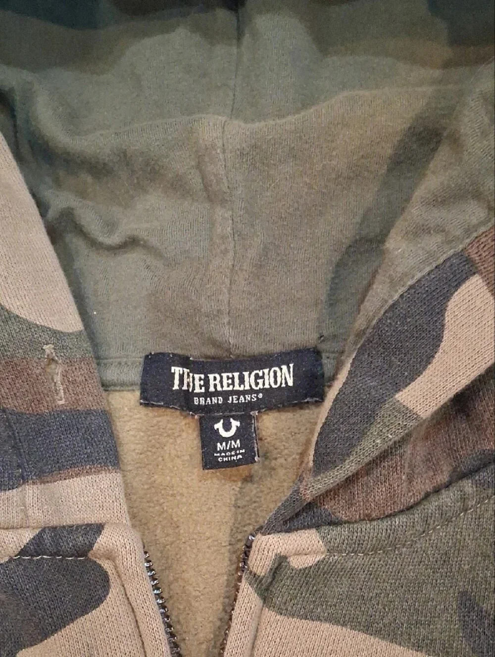 True Religion Men's Outline True Camo Zip-Up Hoodie Size M